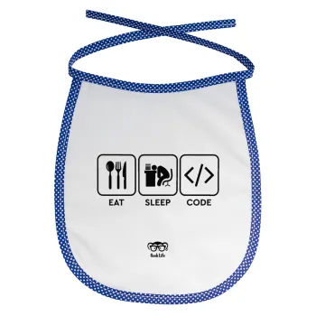 Eat Sleep Code, Σαλιάρα μωρού αλέκιαστη με κορδόνι Μπλε