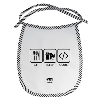 Eat Sleep Code, Σαλιάρα μωρού αλέκιαστη με κορδόνι Μαύρη