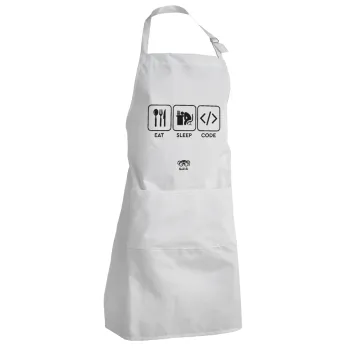 Eat Sleep Code, Adult Chef Apron (with sliders and 2 pockets)
