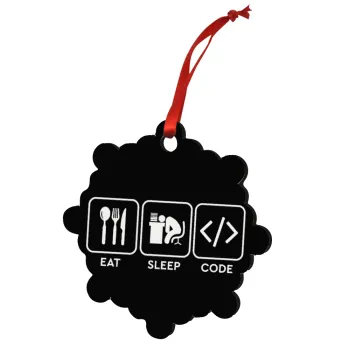 Eat Sleep Code, Christmas ornament snowflake wooden 7.5cm