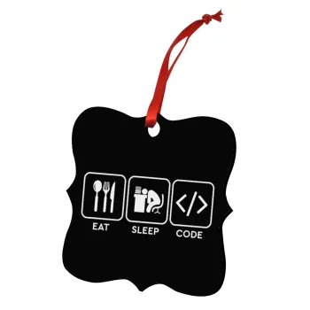 Eat Sleep Code, Christmas ornament polygon wooden 7.5cm