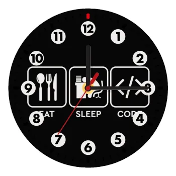 Eat Sleep Code, Ρολόι τοίχου ξύλινο (20cm)