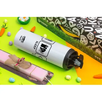 Eat Sleep Code, Easter candle,Travel Tumbler 2 Lids, with metal straw & cleaning brush & aromatic flat candle (30cm) (PINK)