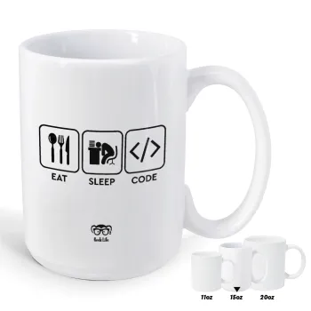 Eat Sleep Code, Κούπα Mega, κεραμική, 450ml