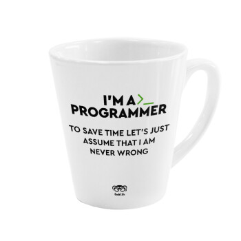 I’m a programmer Save time, Κούπα Latte Λευκή, κεραμική, 300ml