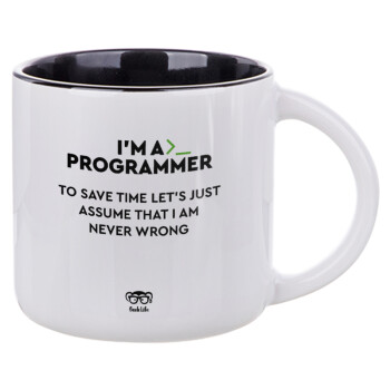 I’m a programmer Save time, Κούπα κεραμική 400ml Λευκή/Μαύρη