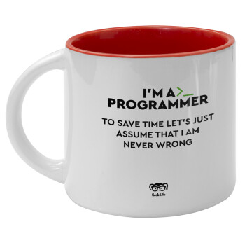 I’m a programmer Save time, Κούπα κεραμική 400ml Λευκή/Κόκκινη