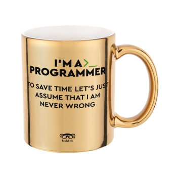 I’m a programmer Save time, Mug ceramic, gold mirror, 330ml