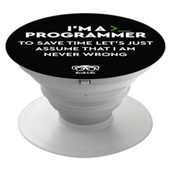 I’m a programmer Save time, Phone Holders Stand  White Hand-held Mobile Phone Holder
