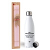 Easter Set, metallic stainless steel water bottle (750ml) & scented flat Easter candle (30cm) (PINK)