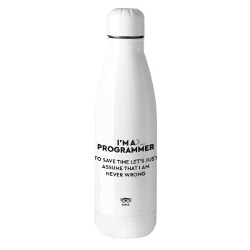 I’m a programmer Save time, Metal mug thermos (Stainless steel), 500ml