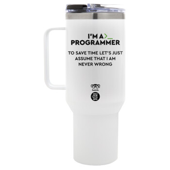 I’m a programmer Save time, Mega Stainless steel Tumbler with lid, double wall 1,2L