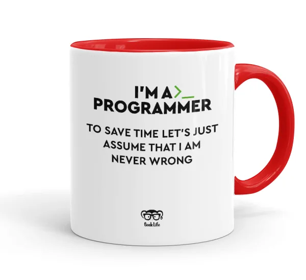 I’m a programmer Save time — Mug colored red, ceramic, 330ml