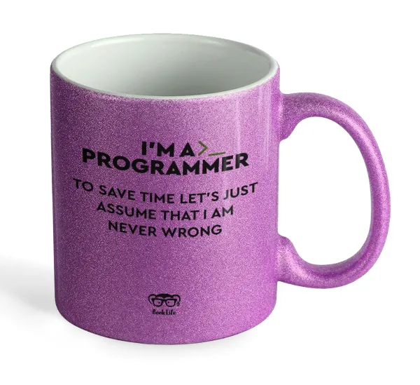 I’m a programmer Save time — Purple glitter mug that sparkles, ceramic, 330ml