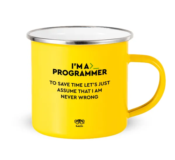 I’m a programmer Save time — Yellow Enamel Metallic Cup 360ml