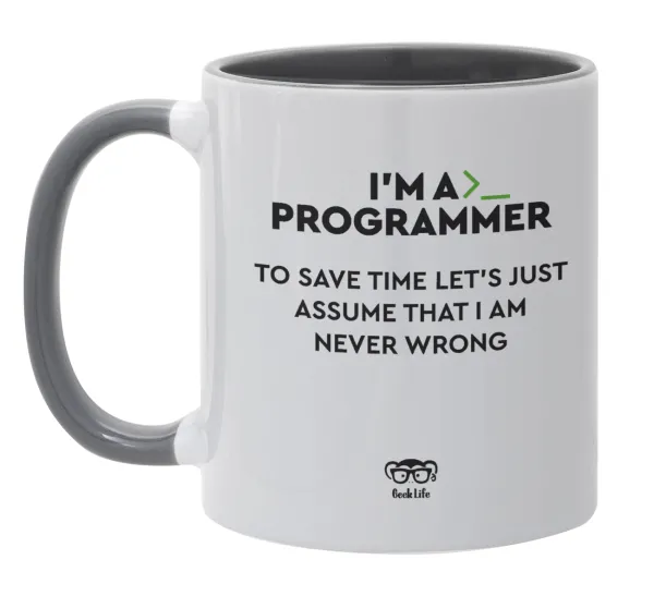 I’m a programmer Save time — Κούπα χρωματιστή γκρι, κεραμική, 330ml