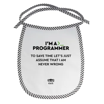I’m a programmer Save time, Σαλιάρα μωρού αλέκιαστη με κορδόνι Μαύρη