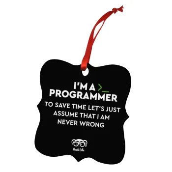 I’m a programmer Save time, Christmas ornament polygon wooden 7.5cm
