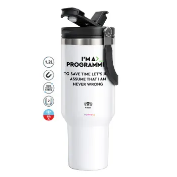 I’m a programmer Save time, Mega Stainless steel Tumbler with lid, double wall 1,2L