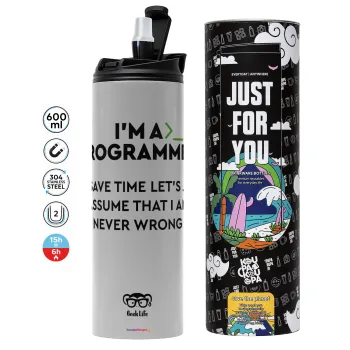 I’m a programmer Save time, Tumbler stainless steel GREY 600ml