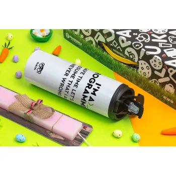 I’m a programmer Save time, Πασχαλινή Λαμπάδα με Travel Tumbler θερμό με διπλό καπάκι (600ml, BPA free) & κερί αρωματικό πλακέ (30cm) (ΡΟΖ)