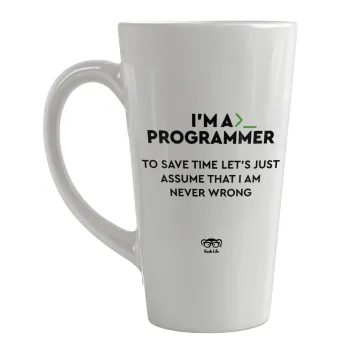I’m a programmer Save time, Κούπα κωνική Latte Μεγάλη, κεραμική, 450ml
