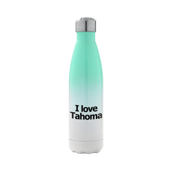 I love Tahoma, Metal mug thermos Green/White (Stainless steel), double wall, 500ml