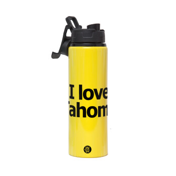 I love Tahoma, Metallic water bottle with safety lid, 850ml aluminum