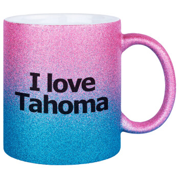 I love Tahoma, Κούπα Χρυσή/Μπλε Glitter, κεραμική, 330ml