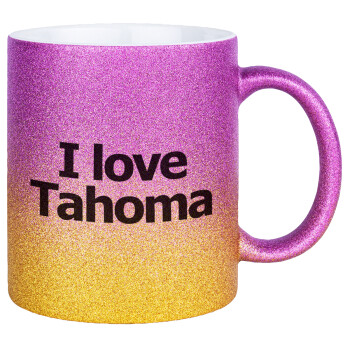 I love Tahoma, Κούπα Χρυσή/Ροζ Glitter, κεραμική, 330ml