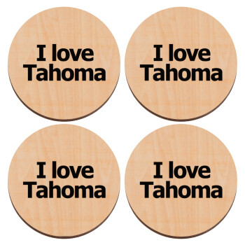 I love Tahoma, ΣΕΤ x4 Σουβέρ ξύλινα στρογγυλά plywood (9cm)