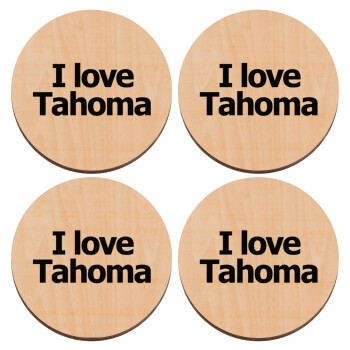 I love Tahoma, ΣΕΤ x4 Σουβέρ ξύλινα στρογγυλά plywood (9cm)