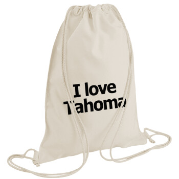 I love Tahoma, Τσάντα πλάτης πουγκί GYMBAG natural (28x40cm)