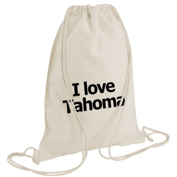 I love Tahoma, Backpack bag GYMBAG natural (28x40cm)