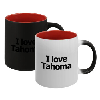 I love Tahoma, Κούπα Μαγική εσωτερικό κόκκινο, κεραμική, 330ml που αλλάζει χρώμα με το ζεστό ρόφημα (1 τεμάχιο)