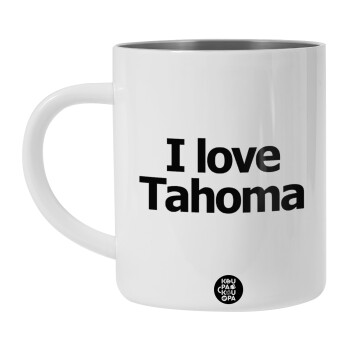 I love Tahoma, Λευκή Ανοξείδωτη Μεταλλική Κούπα 450ml - Διπλού Τοιχώματος 