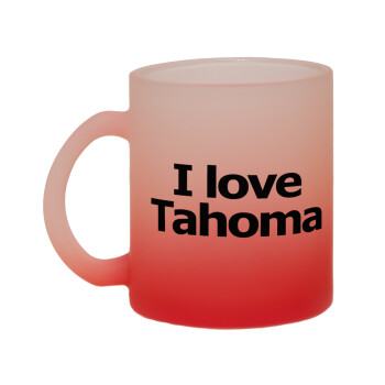 I love Tahoma, Κούπα γυάλινη δίχρωμη με βάση το κόκκινο ματ, 330ml