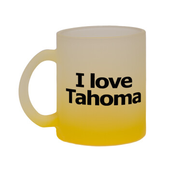I love Tahoma, Κούπα γυάλινη δίχρωμη με βάση το κίτρινο ματ, 330ml