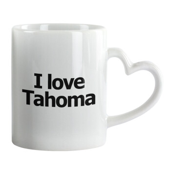 I love Tahoma, Κούπα καρδιά χερούλι λευκή, κεραμική, 330ml