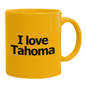 I love Tahoma, Ceramic coffee mug yellow, 330ml