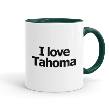 I love Tahoma, Mug colored green, ceramic, 330ml
