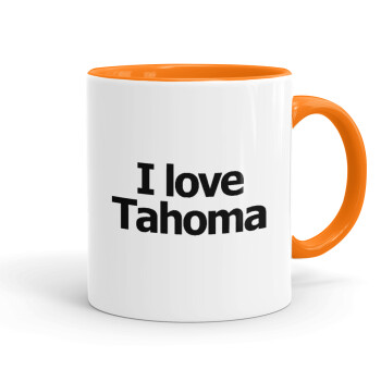 I love Tahoma, Κούπα χρωματιστή πορτοκαλί, κεραμική, 330ml