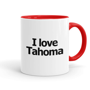 I love Tahoma, Κούπα χρωματιστή κόκκινη, κεραμική, 330ml