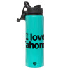 Metallic water bottle with safety lid, 850ml aluminum