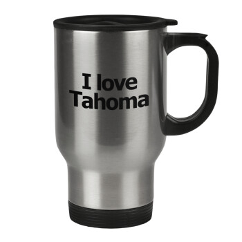 I love Tahoma, Stainless steel travel mug with lid, double wall 450ml
