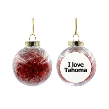 I love Tahoma, Χριστουγεννιάτικη μπάλα δένδρου διάφανη με κόκκινο γέμισμα 8cm