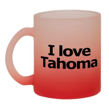 I love Tahoma, Κούπα γυάλινη δίχρωμη με βάση το κόκκινο ματ, 330ml
