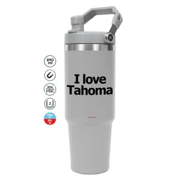 I love Tahoma, GREY color, 890ml (30oz) stainless Steel Tumbler with Handle