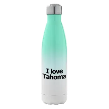 I love Tahoma, Μεταλλικό παγούρι θερμός Πράσινο/Λευκό (Stainless steel), διπλού τοιχώματος, 500ml