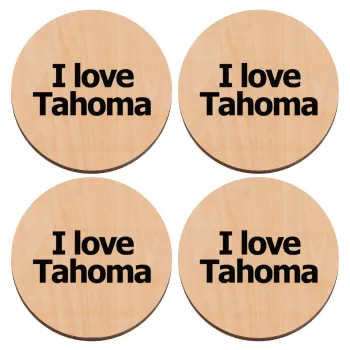 I love Tahoma, ΣΕΤ x4 Σουβέρ ξύλινα στρογγυλά plywood (9cm)